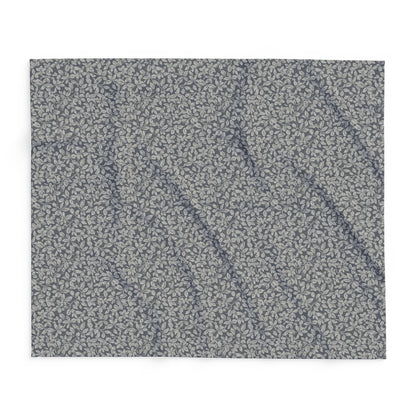 Grey foliage outdoor fleece blanket — 315 gsm polyester fleece, soft on both sides