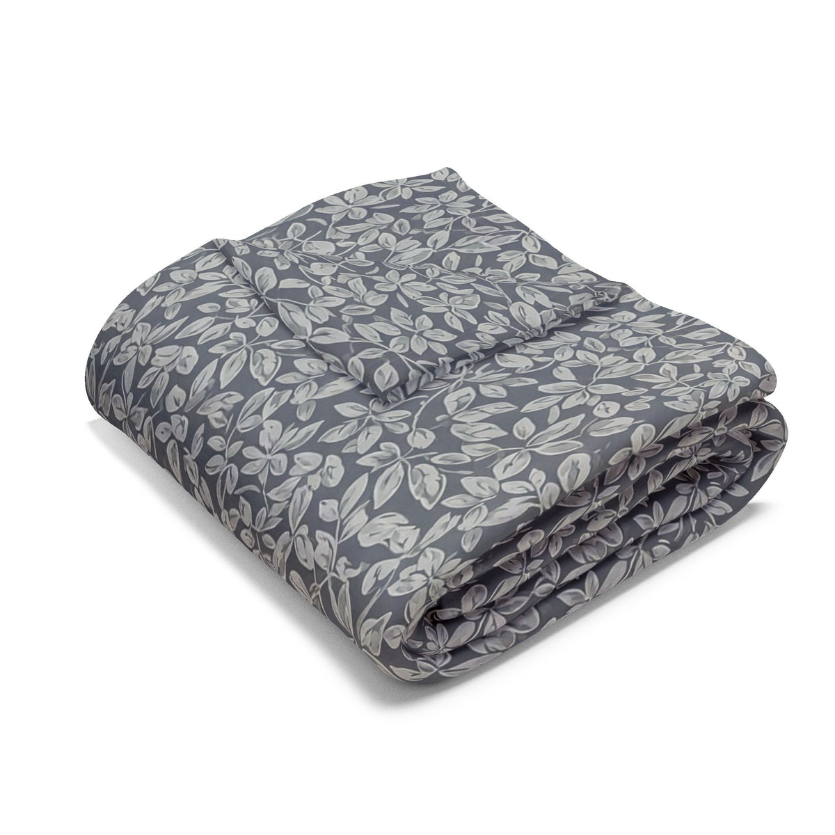 Grey foliage outdoor fleece blanket — 315 gsm polyester fleece, soft on both sides