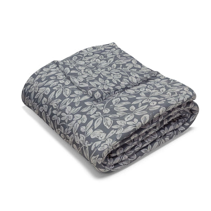 Grey foliage outdoor fleece blanket — 315 gsm polyester fleece, soft on both sides