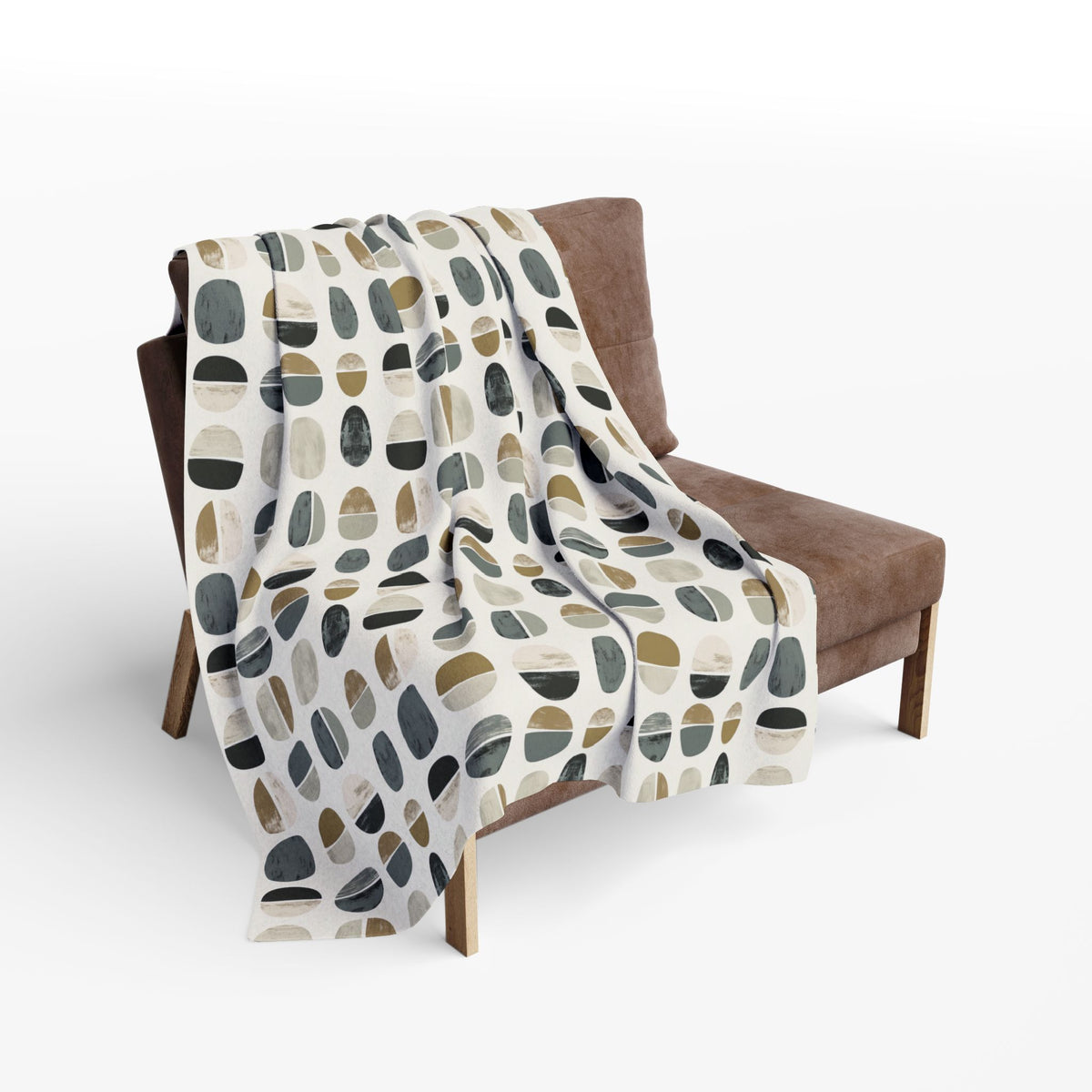 Grey split pebble outdoor fleece blanket — 315 gsm polyester fleece, soft on both sides