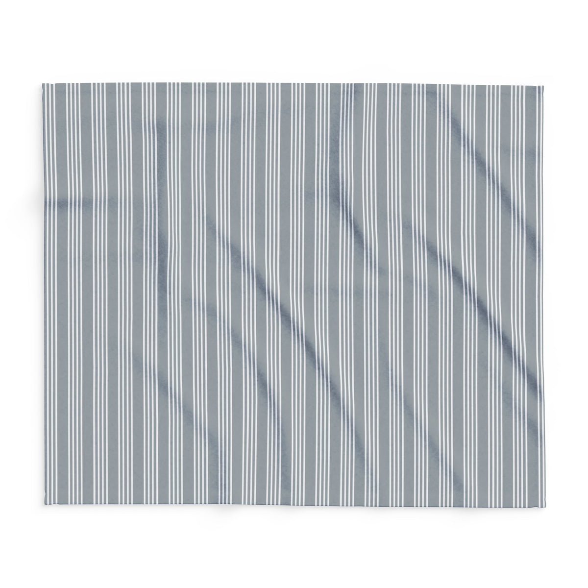 Grey ticking stripe outdoor fleece blanket — 315 gsm polyester fleece, soft on both sides
