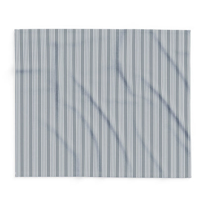 Grey ticking stripe outdoor fleece blanket — 315 gsm polyester fleece, soft on both sides