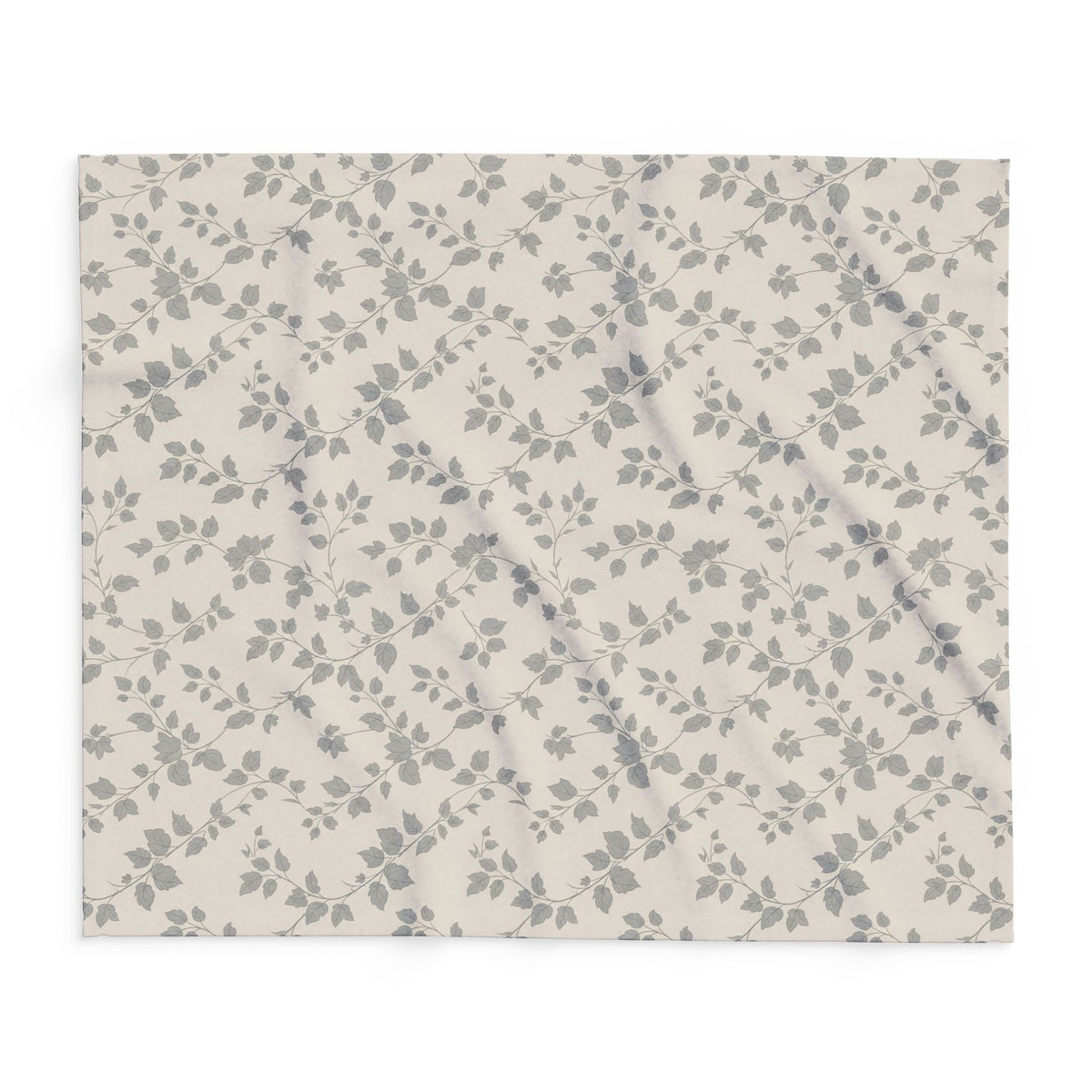 Grey trailing vine outdoor fleece blanket — 315 gsm polyester fleece, soft on both sides
