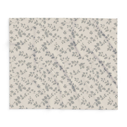 Grey trailing vine outdoor fleece blanket — 315 gsm polyester fleece, soft on both sides