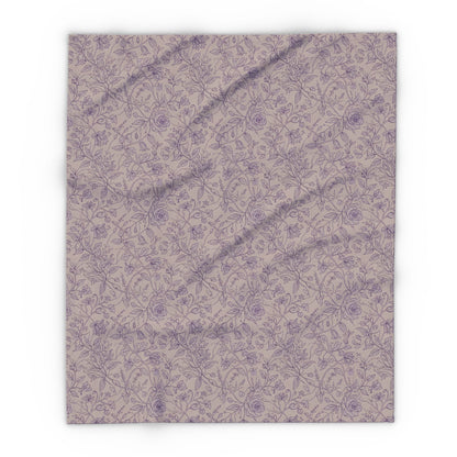 Mauve rose vine outdoor fleece blanket — 315 gsm polyester fleece, soft on both sides