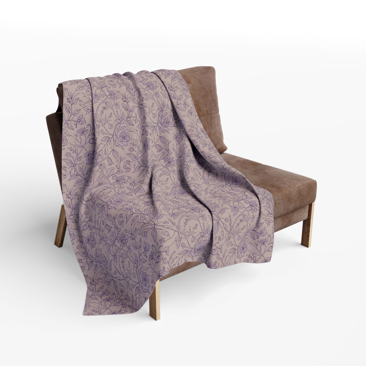 Mauve rose vine outdoor fleece blanket — 315 gsm polyester fleece, soft on both sides