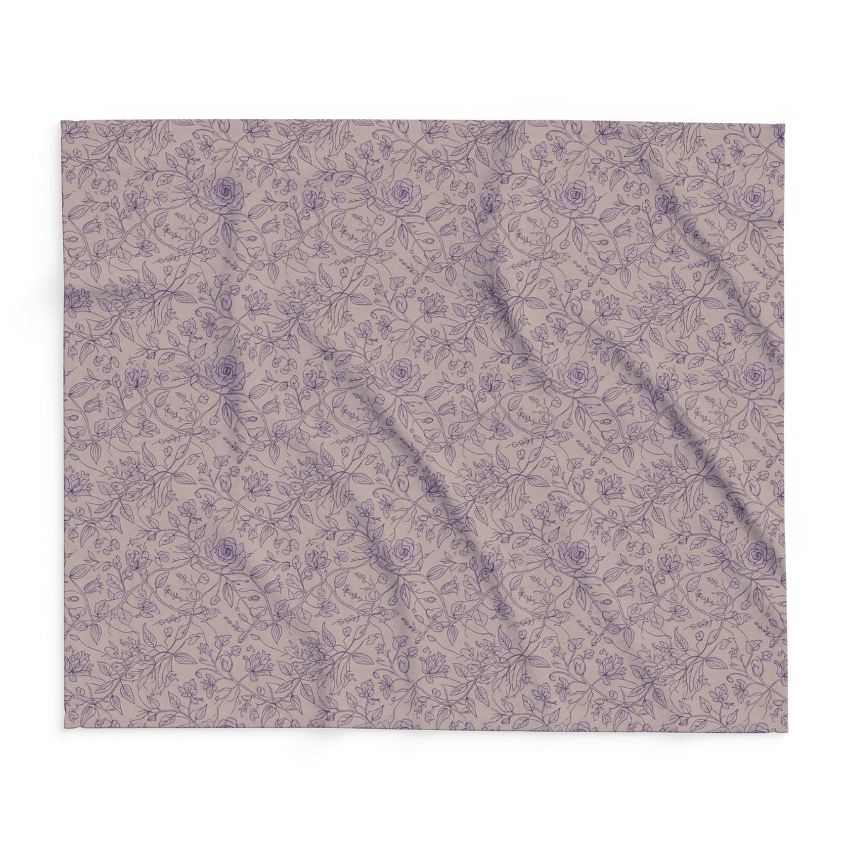 Mauve rose vine outdoor fleece blanket — 315 gsm polyester fleece, soft on both sides