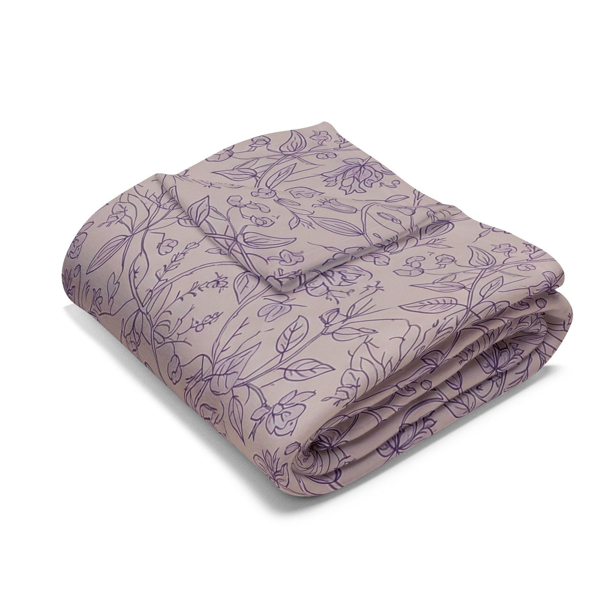 Mauve rose vine outdoor fleece blanket — 315 gsm polyester fleece, soft on both sides