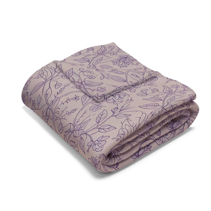 Mauve rose vine outdoor fleece blanket — 315 gsm polyester fleece, soft on both sides
