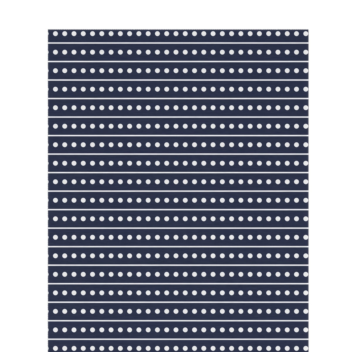 Navy and white dot stripe outdoor rug — soft polyester chenille with a non-slip backing