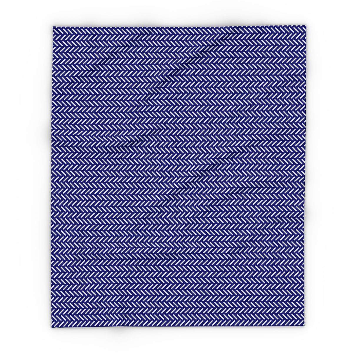 Navy and white herringbone outdoor fleece blanket — 315 gsm polyester fleece, soft on both sides