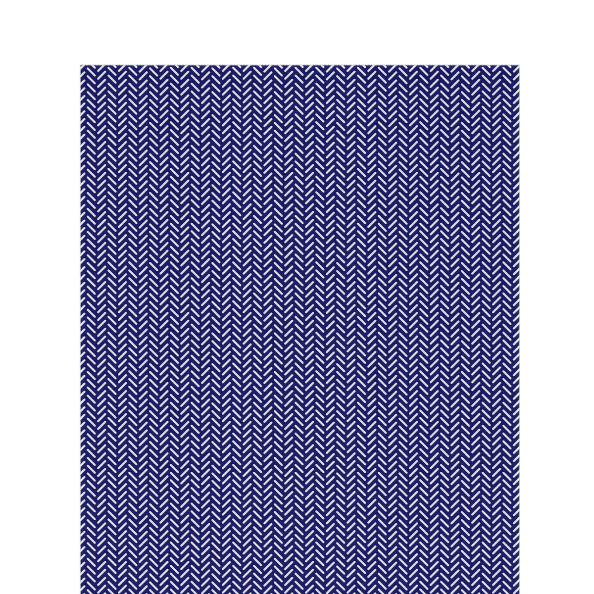 Navy and white herringbone outdoor rug — soft polyester chenille with a non-slip backing