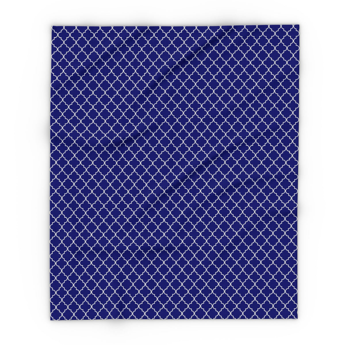 Navy and white Moroccan trellis outdoor fleece blanket — 315 gsm polyester fleece, soft on both sides