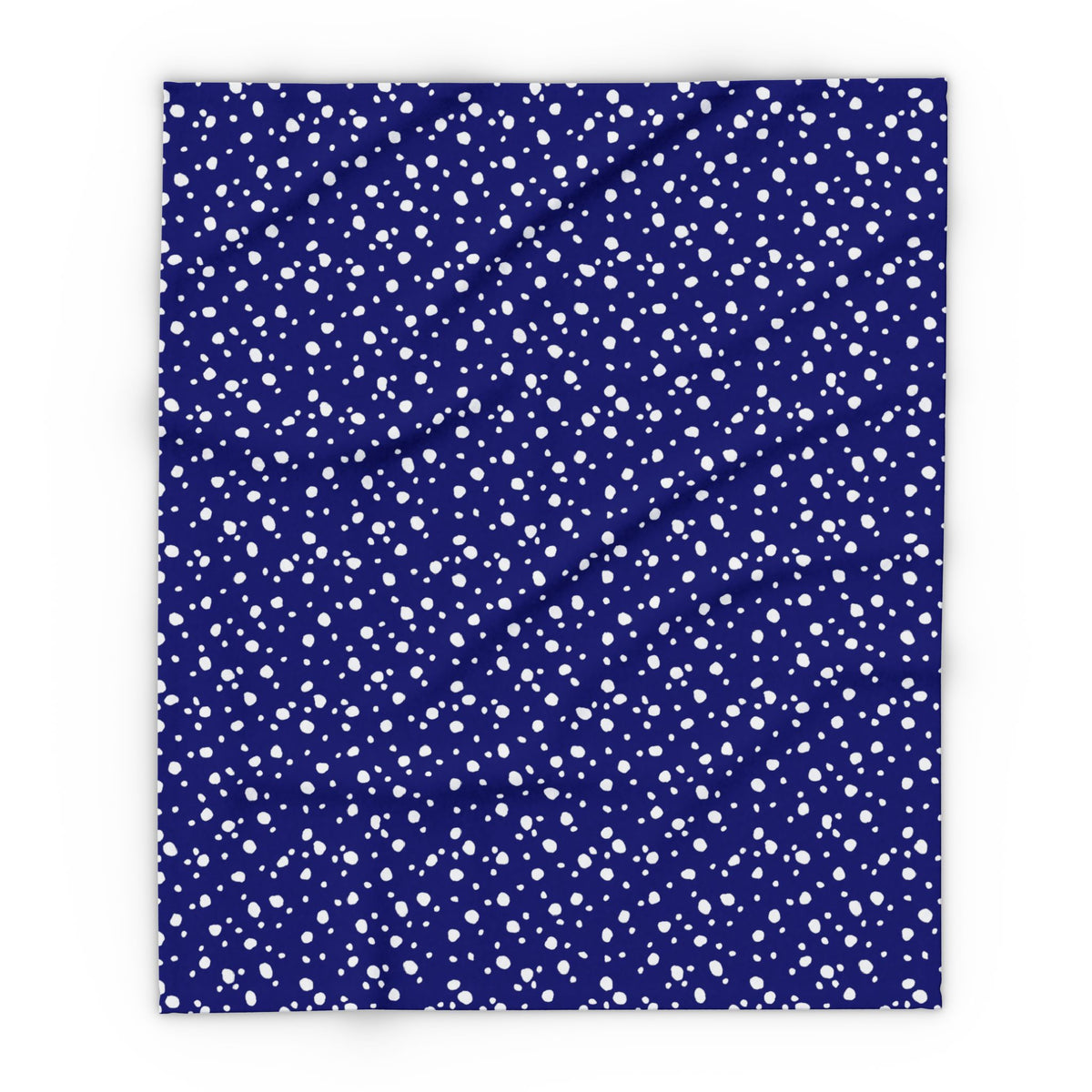 Navy and white painted dot outdoor fleece blanket — 315 gsm polyester fleece, soft on both sides