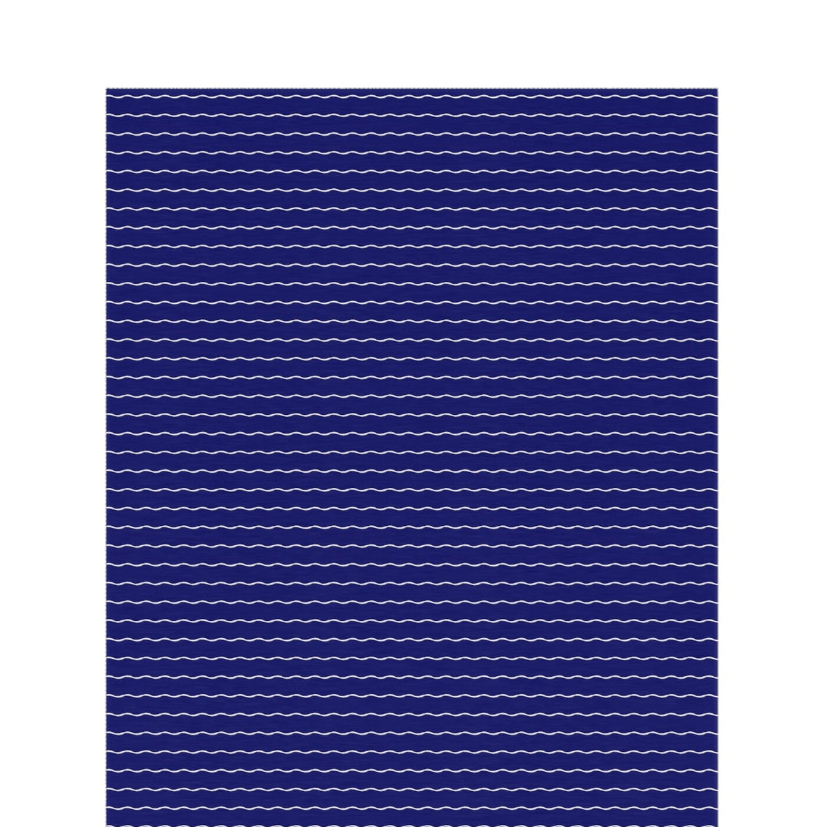 Navy and white wavy stripe outdoor rug — soft polyester chenille with a non-slip backing