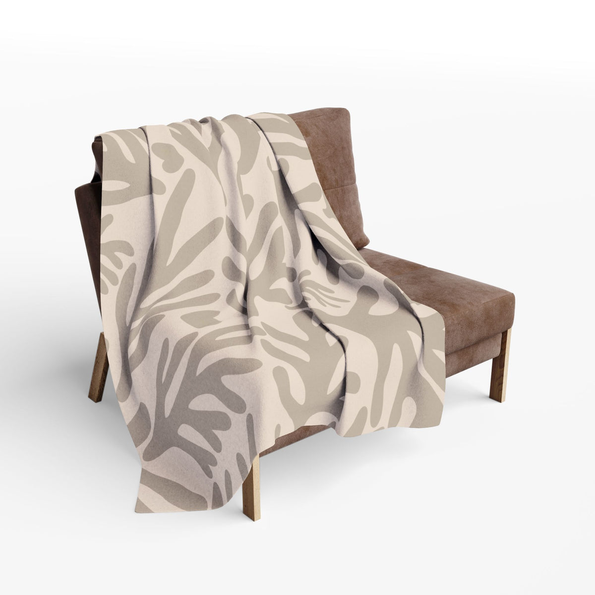 Neutral coral branch outdoor fleece blanket — 315 gsm polyester fleece, soft on both sides