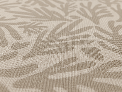 Close-up of the neutral coral branch outdoor rug — short, dense low-pile chenille nap