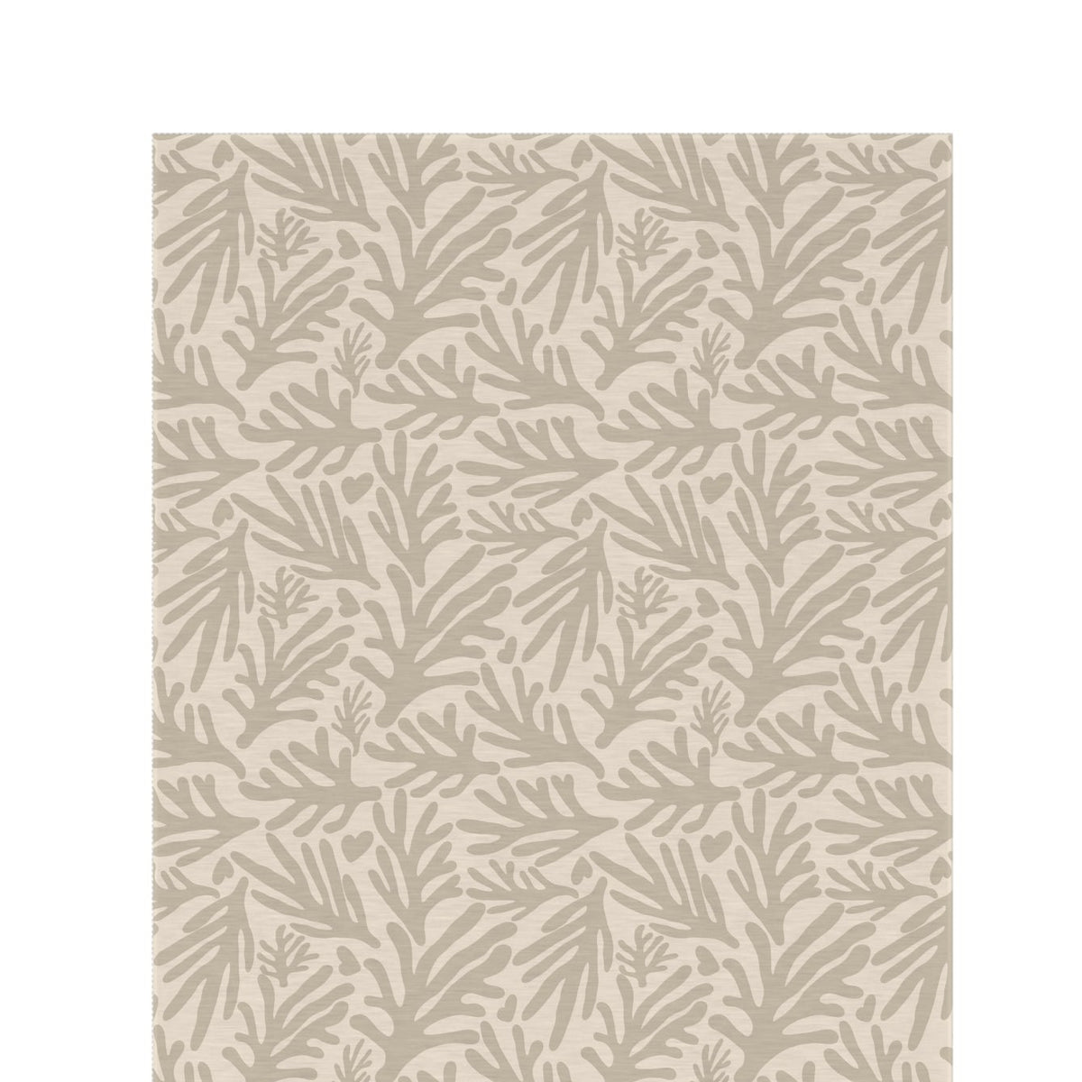 Neutral coral branch outdoor rug in taupe and cream — soft polyester chenille with a non-slip backing