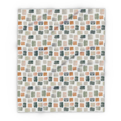Painted tile outdoor fleece blanket — 315 gsm polyester fleece, soft on both sides