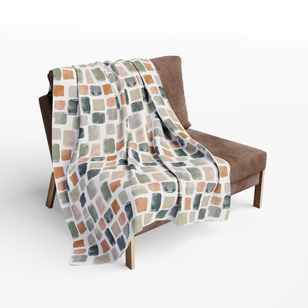 Painted tile outdoor fleece blanket — 315 gsm polyester fleece, soft on both sides