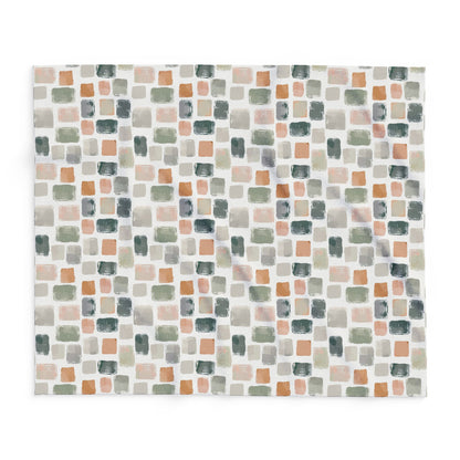 Painted tile outdoor fleece blanket — 315 gsm polyester fleece, soft on both sides