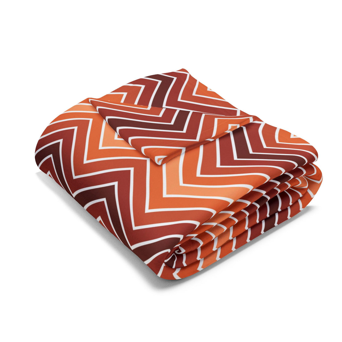 Rust chevron outdoor fleece blanket — 315 gsm polyester fleece, soft on both sides