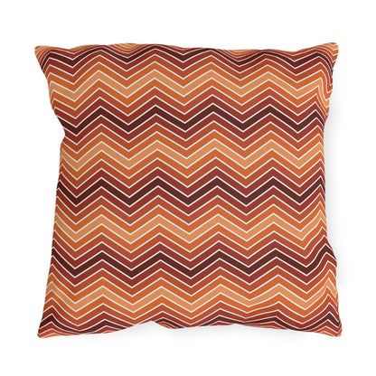 Rust chevron outdoor pillow — spun polyester, UV and water resistant