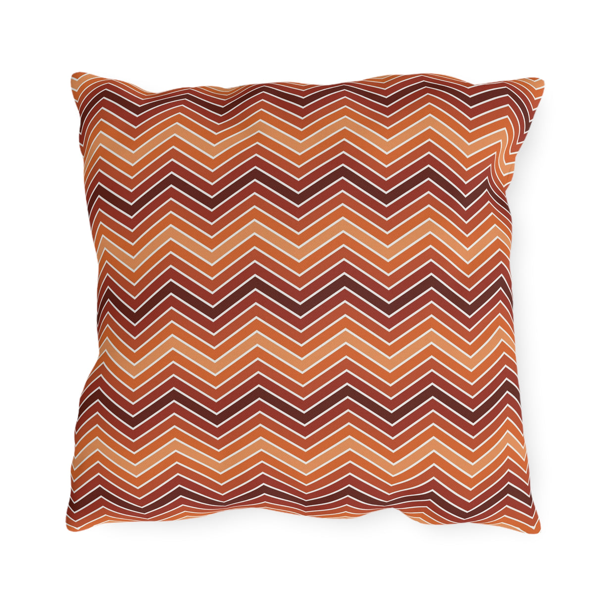 Rust chevron outdoor pillow — spun polyester, UV and water resistant