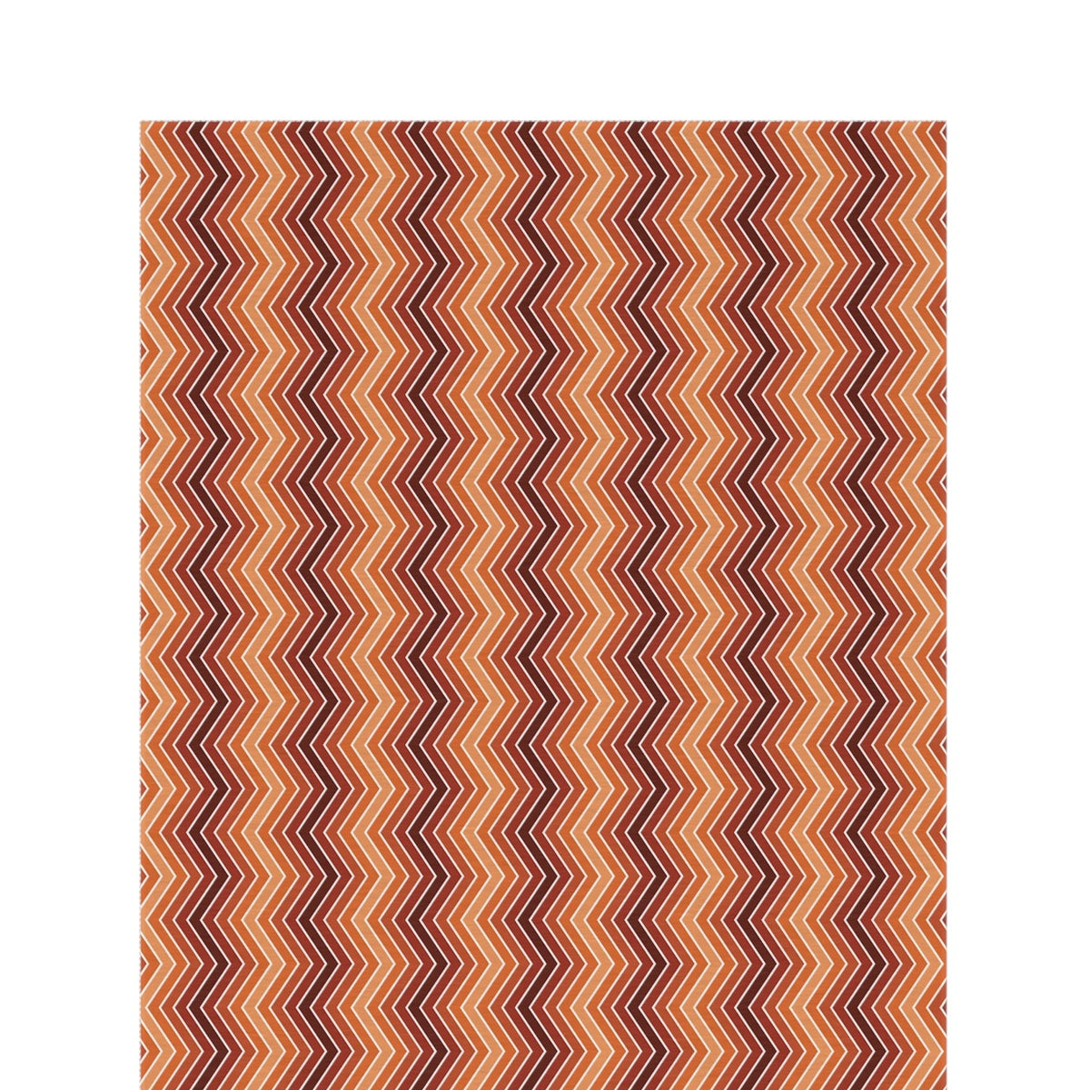 Rust chevron outdoor rug — soft polyester chenille with a non-slip backing