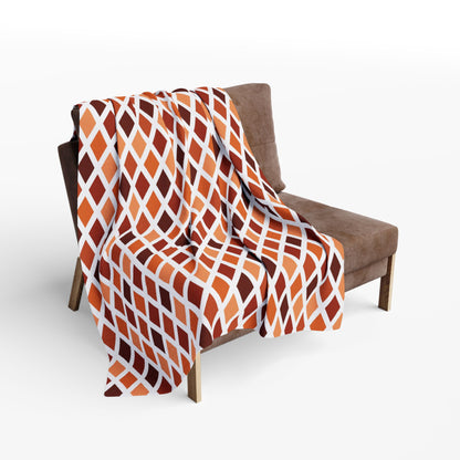 Rust harlequin diamond outdoor fleece blanket — 315 gsm polyester fleece, soft on both sides