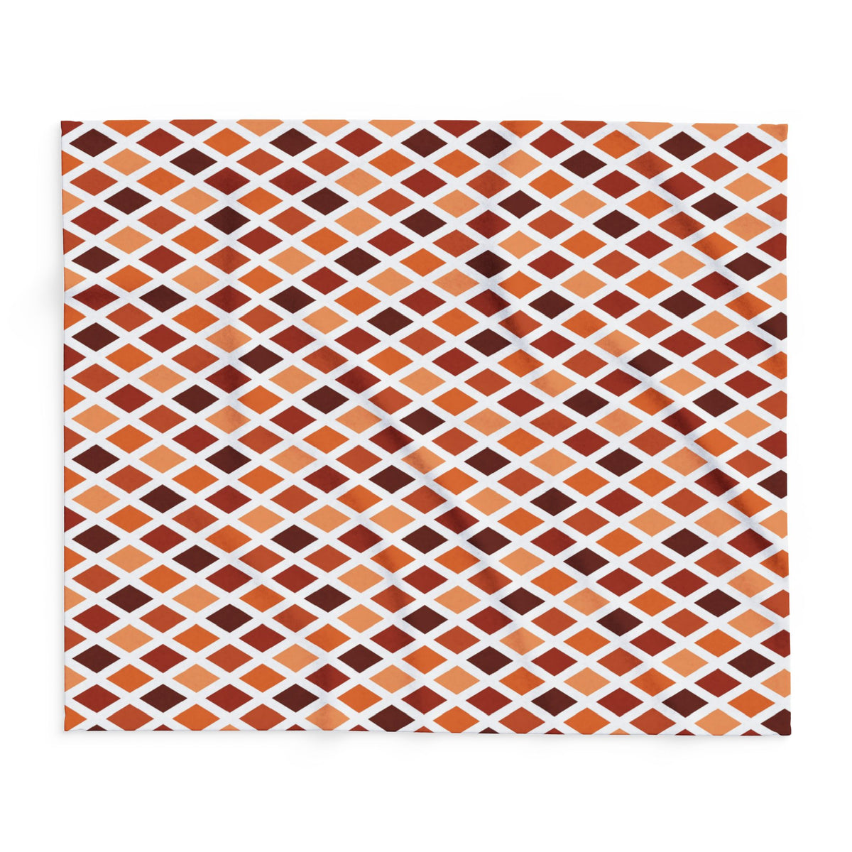 Rust harlequin diamond outdoor fleece blanket — 315 gsm polyester fleece, soft on both sides