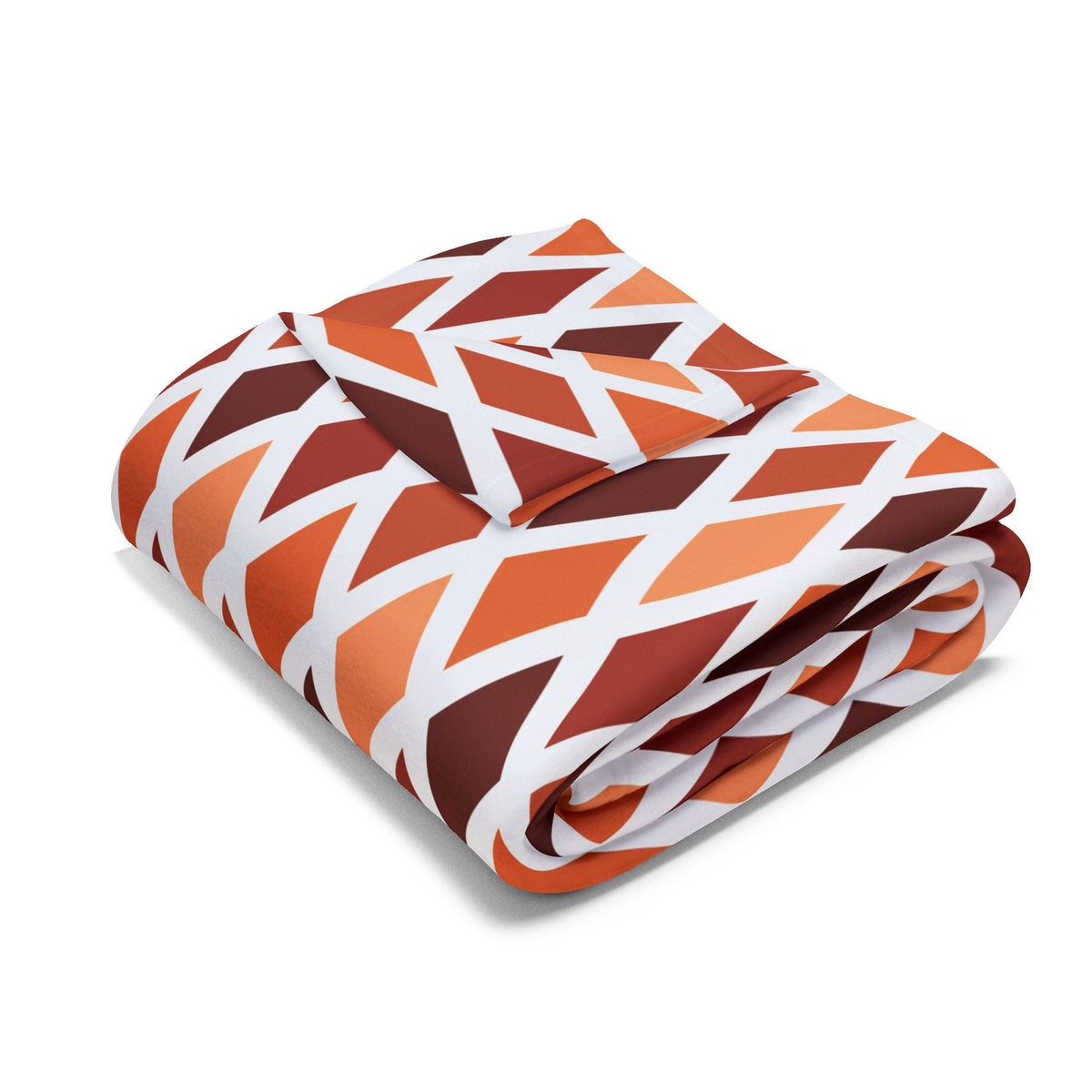 Rust harlequin diamond outdoor fleece blanket — 315 gsm polyester fleece, soft on both sides