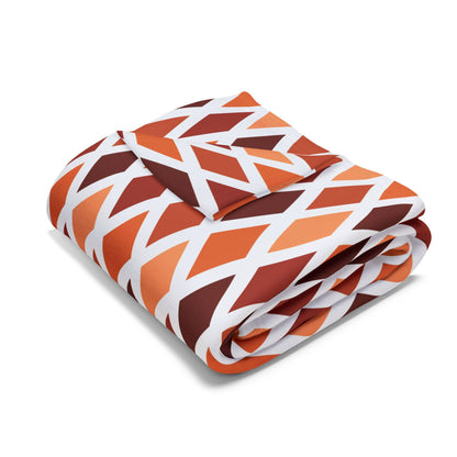 Rust harlequin diamond outdoor fleece blanket — 315 gsm polyester fleece, soft on both sides