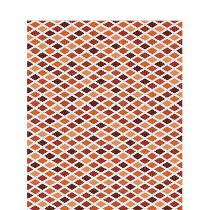 Rust harlequin diamond outdoor rug — soft polyester chenille with a non-slip backing