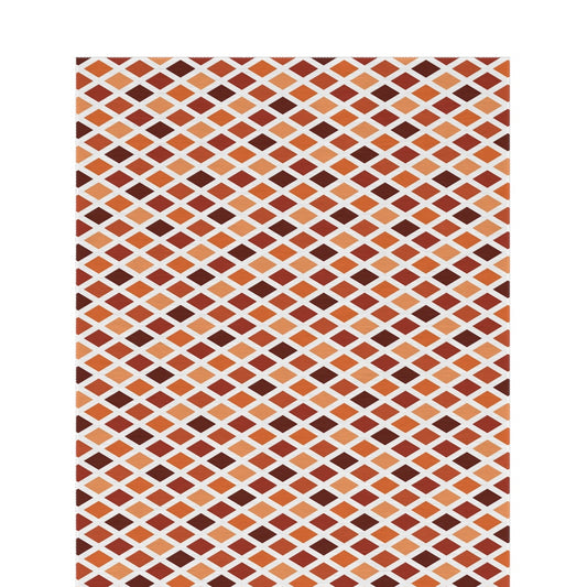Rust harlequin diamond outdoor rug — soft polyester chenille with a non-slip backing