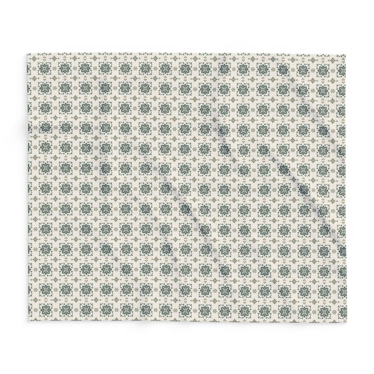 Sage cement tile outdoor fleece blanket — 315 gsm polyester fleece, soft on both sides