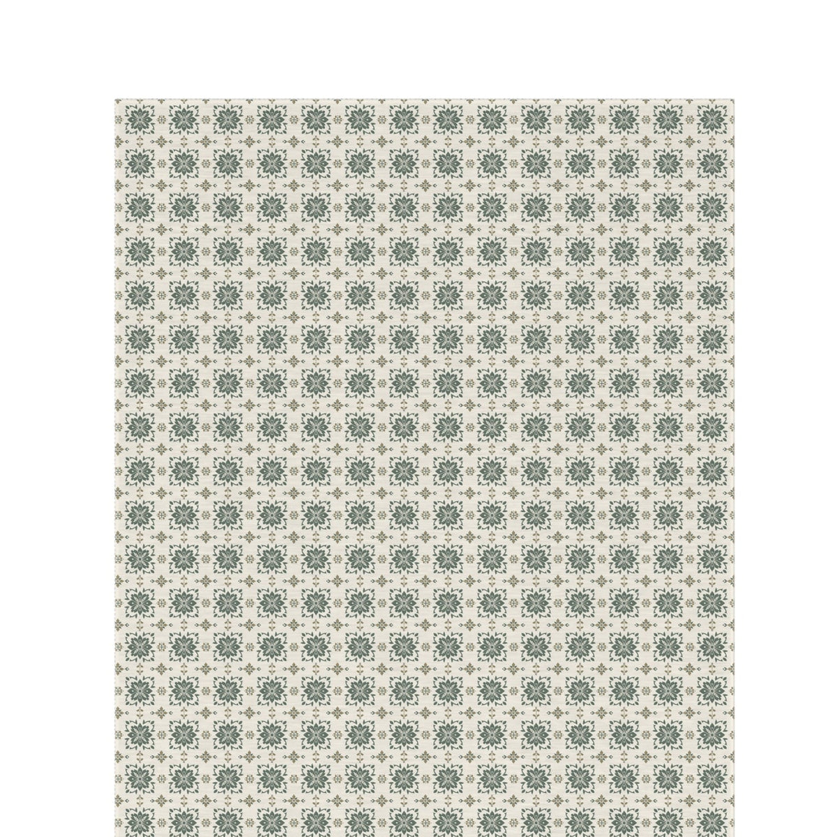 Sage cement tile outdoor rug — soft polyester chenille with a non-slip backing