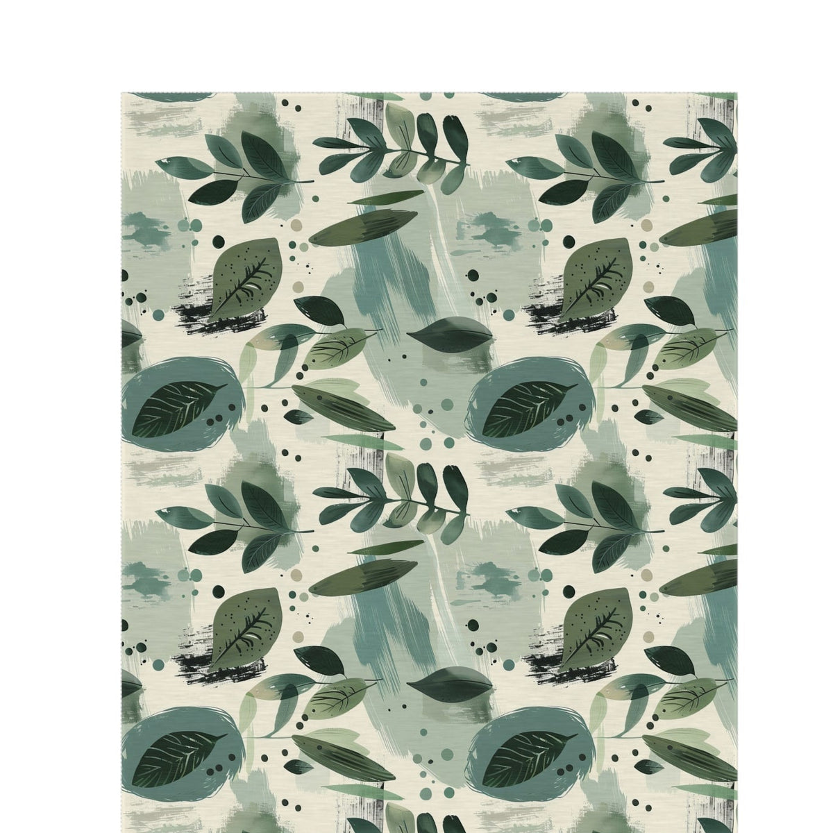 Sage painted leaf outdoor rug — soft polyester chenille with a non-slip backing
