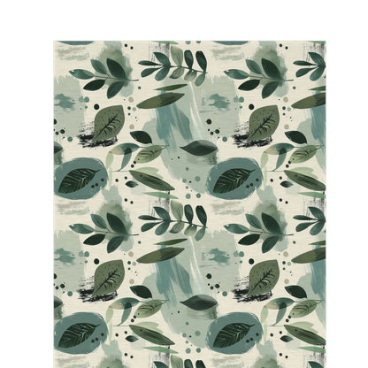 Sage painted leaf outdoor rug — soft polyester chenille with a non-slip backing