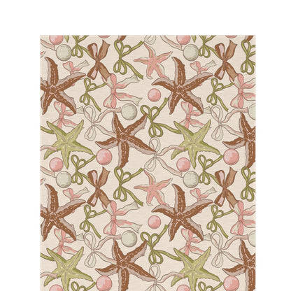 Sage starfish and bow outdoor rug — soft polyester chenille with a non-slip backing
