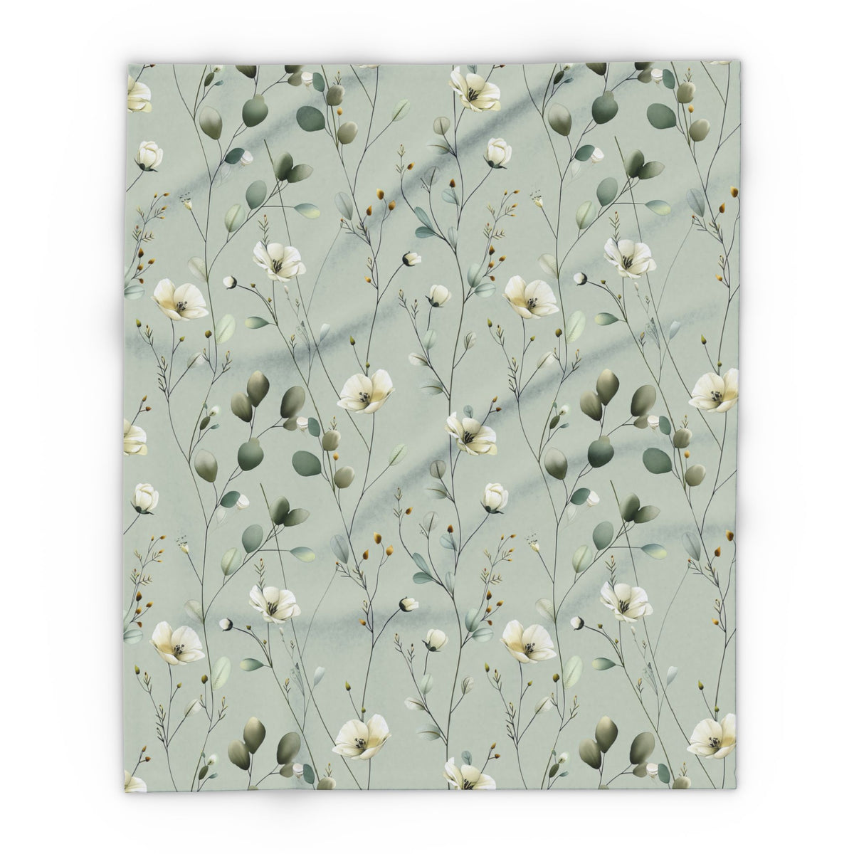 Sage wildflower outdoor fleece blanket — 315 gsm polyester fleece, soft on both sides