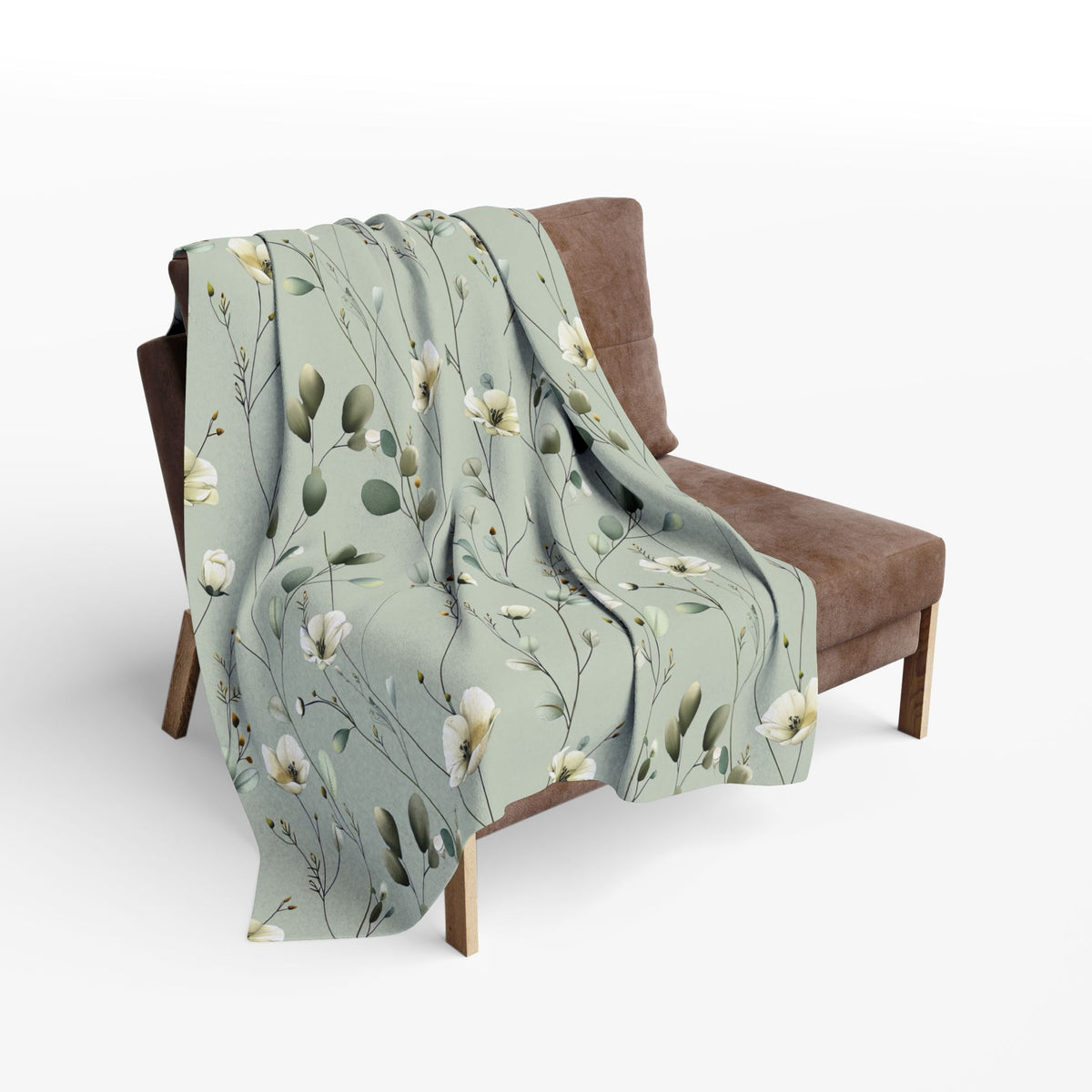 Sage wildflower outdoor fleece blanket — 315 gsm polyester fleece, soft on both sides