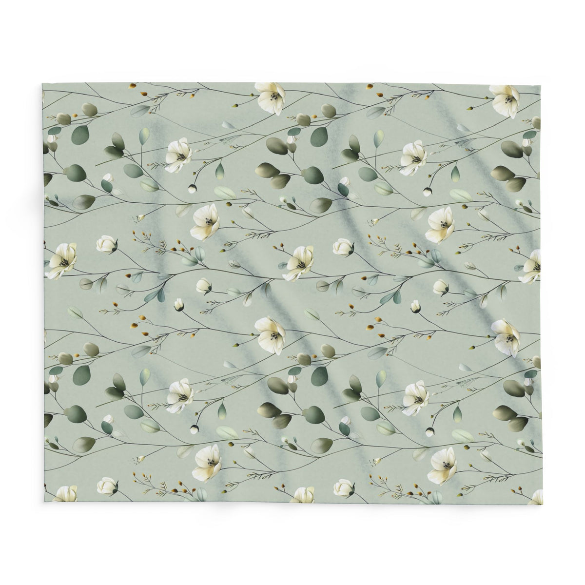 Sage wildflower outdoor fleece blanket — 315 gsm polyester fleece, soft on both sides