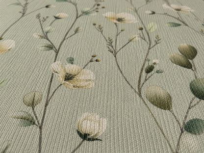 Close-up of the sage wildflower outdoor rug — short, dense low-pile chenille nap