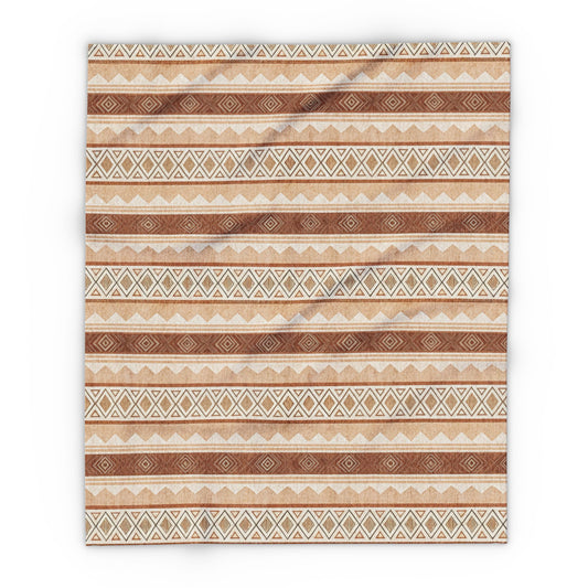Terracotta kilim outdoor fleece blanket — 315 gsm polyester fleece, soft on both sides