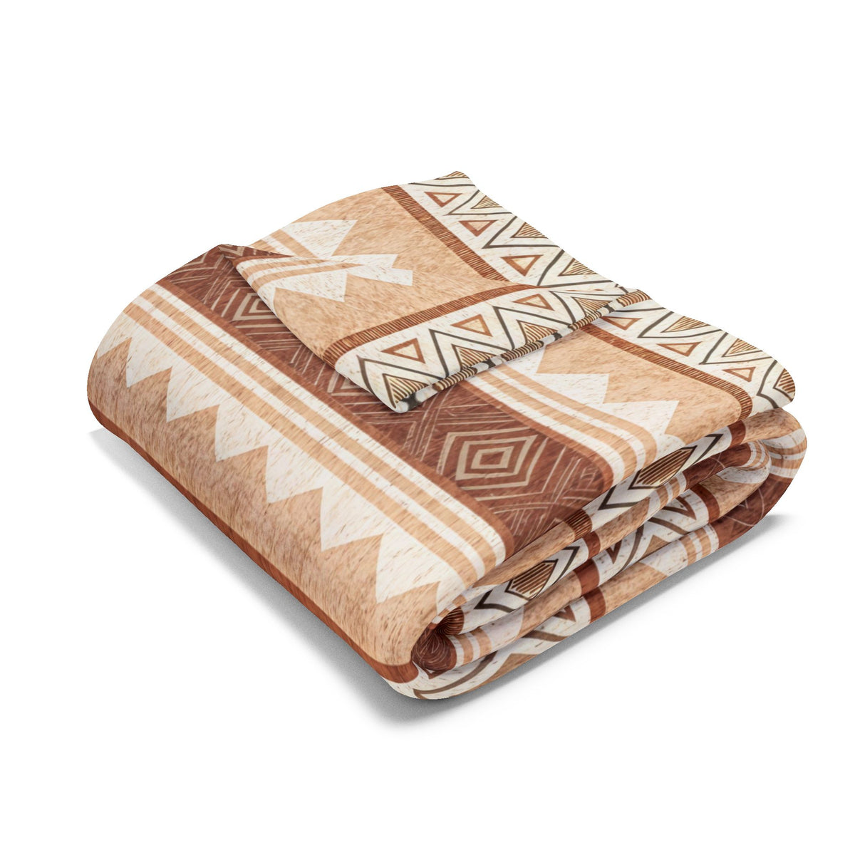 Terracotta kilim outdoor fleece blanket — 315 gsm polyester fleece, soft on both sides
