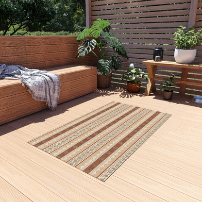 Terracotta kilim outdoor rug — soft polyester chenille with a non-slip backing
