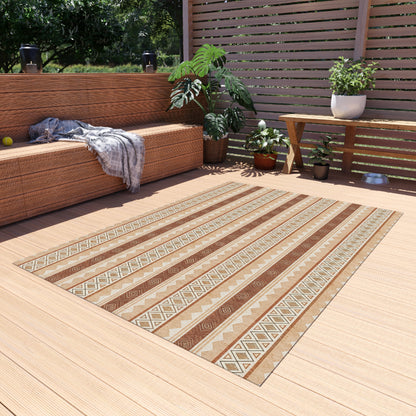 Terracotta kilim outdoor rug — soft polyester chenille with a non-slip backing