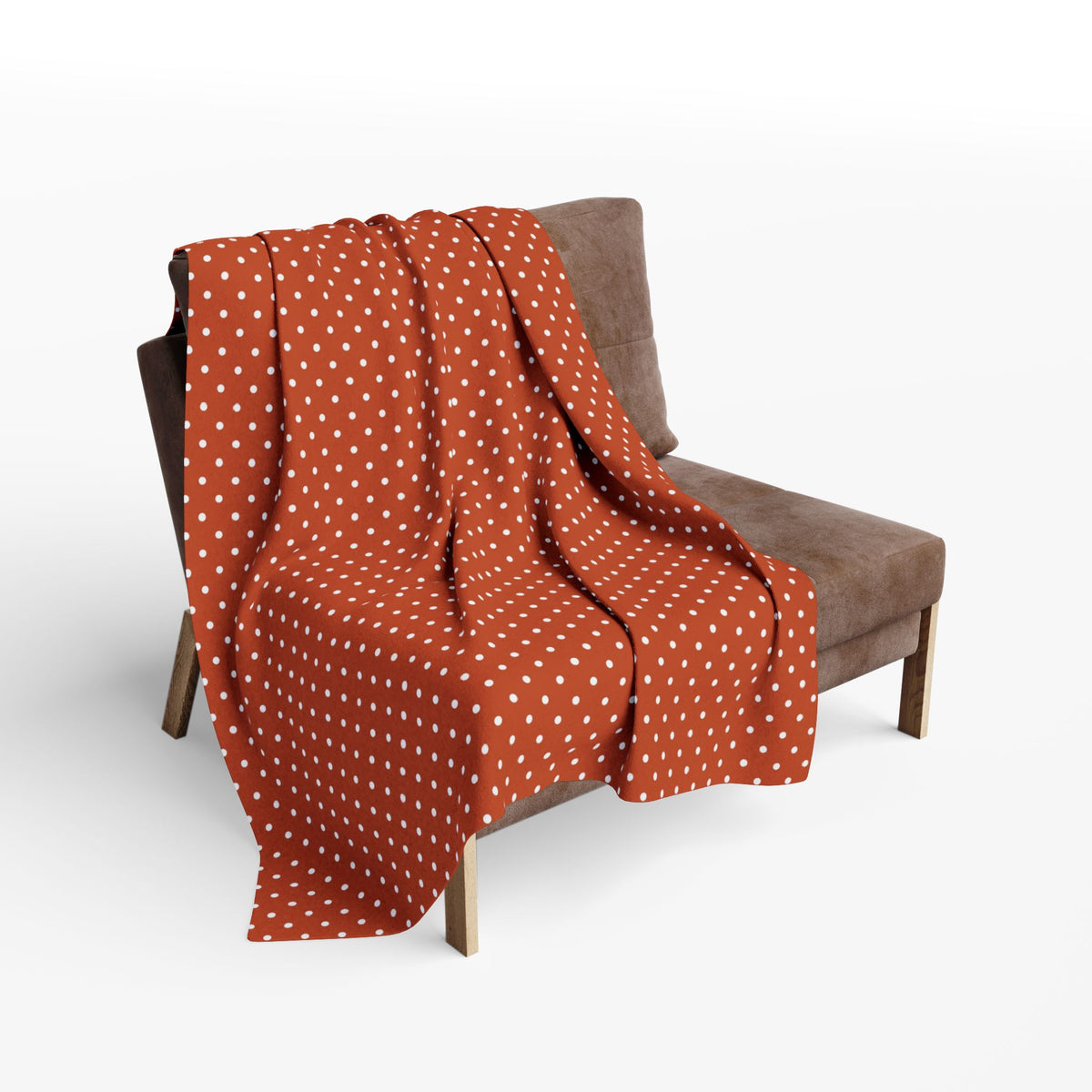 Terracotta pin dot outdoor fleece blanket — 315 gsm polyester fleece, soft on both sides