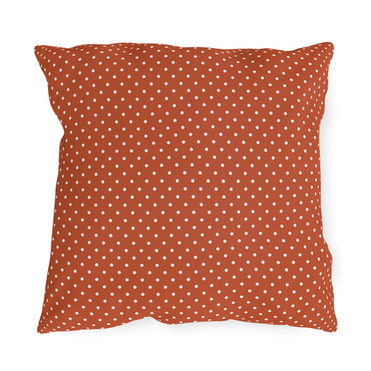 Terracotta pin dot outdoor pillow — spun polyester, UV and water resistant